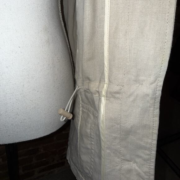 100% Linen Safari Shirt/jacket Utility Coastal Drawstring Waist Roll Tab L EUC - Picture 6 of 13